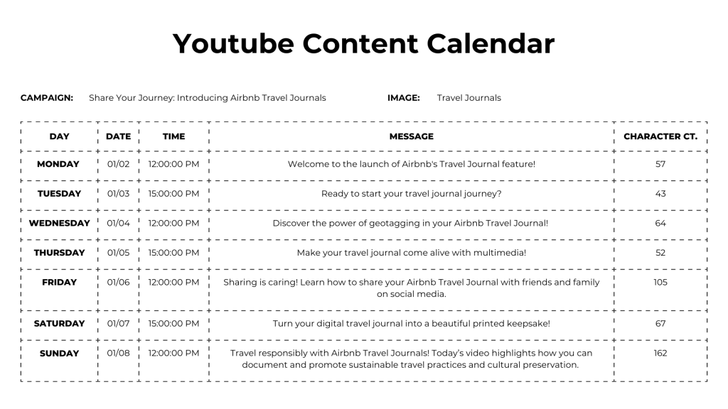 Youtube Content Calendar 